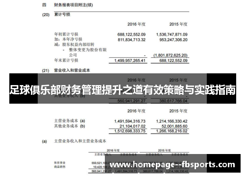 足球俱乐部财务管理提升之道有效策略与实践指南 足球俱乐部财务管理提升之道有效策略与实践指南
